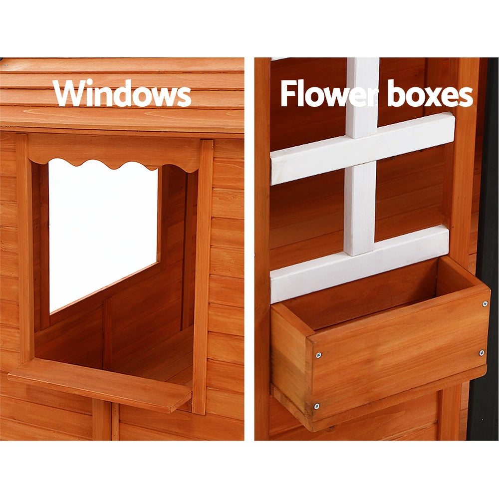 Kids Cubby House Wooden Outdoor Playhouse Timber Childrens Pretend Play