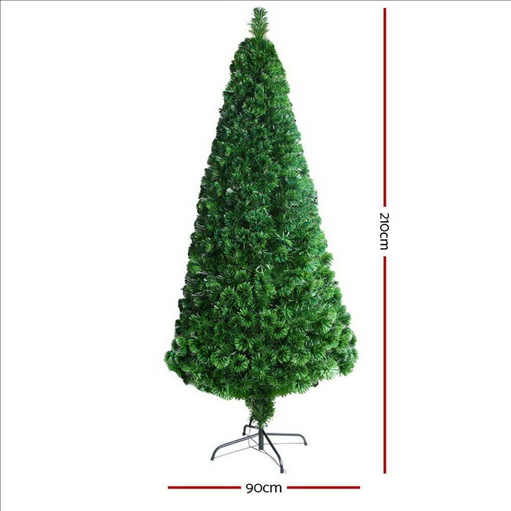 Jingle Jollys 2.1M Christmas Tree LED Xmas Fibre Optic Decorations 7FT Home Decor Multi Colour Lights