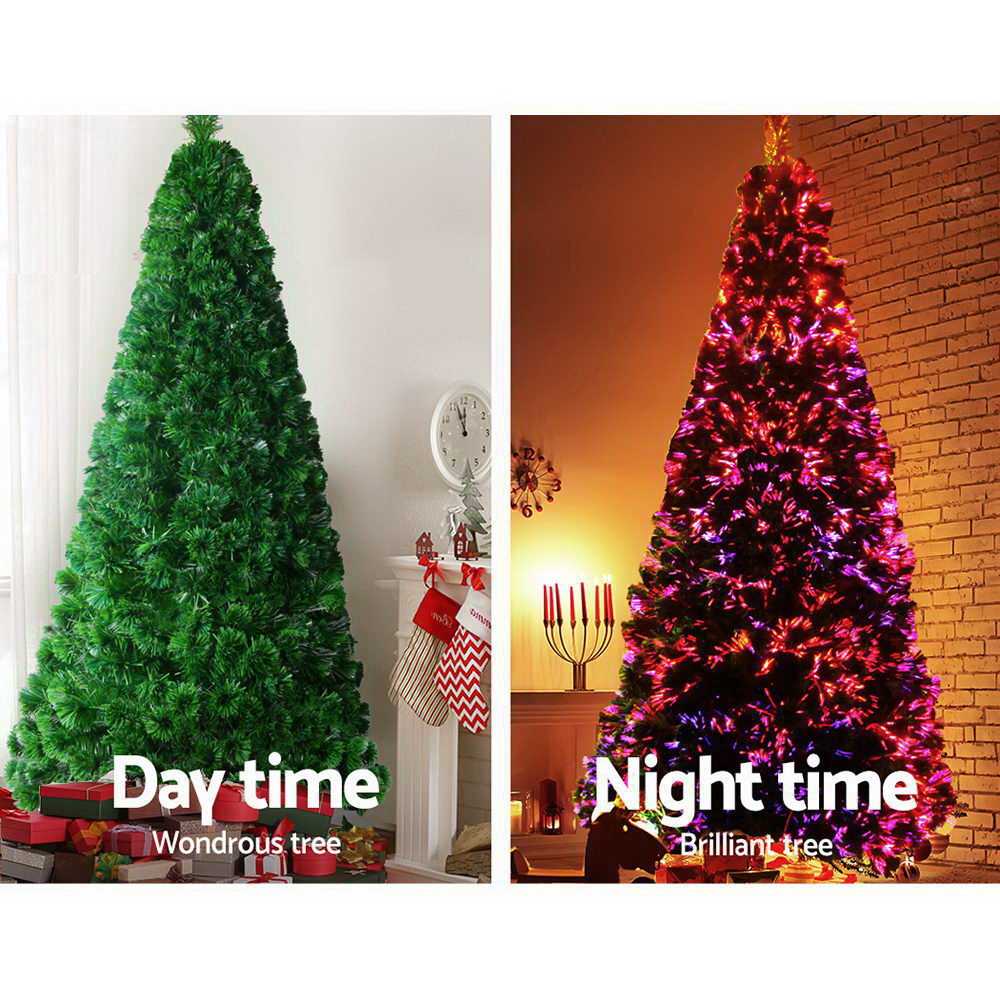 Jingle Jollys 2.1M Christmas Tree LED Xmas Fibre Optic Decorations 7FT Home Decor Multi Colour Lights