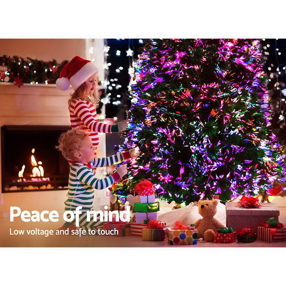 Jingle Jollys 2.1M Christmas Tree LED Xmas Fibre Optic Decorations 7FT Home Decor Multi Colour Lights