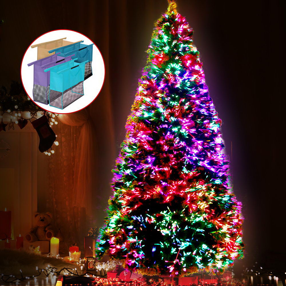 Jingle Jollys 2.1M Christmas Tree LED Xmas Fibre Optic Decorations 7FT Home Decor Multi Colour Lights