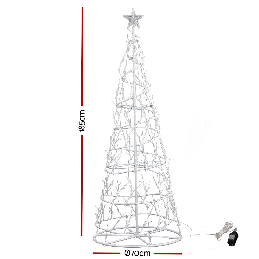 Jingle Jollys 1.85M LED Christmas Tree Lights Xmas 322 LED Cold White Optic Fiber