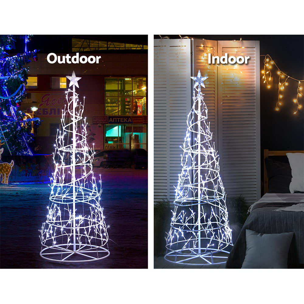 Jingle Jollys 1.85M LED Christmas Tree Lights Xmas 322 LED Cold White Optic Fiber