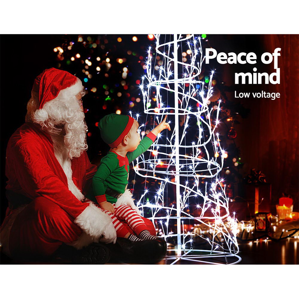 Jingle Jollys 1.85M LED Christmas Tree Lights Xmas 322 LED Cold White Optic Fiber