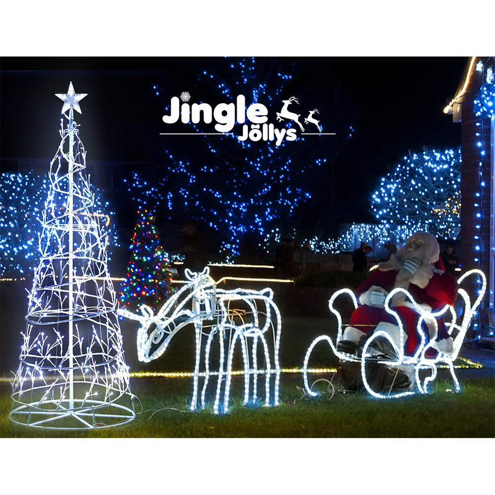 Jingle Jollys 1.85M LED Christmas Tree Lights Xmas 322 LED Cold White Optic Fiber