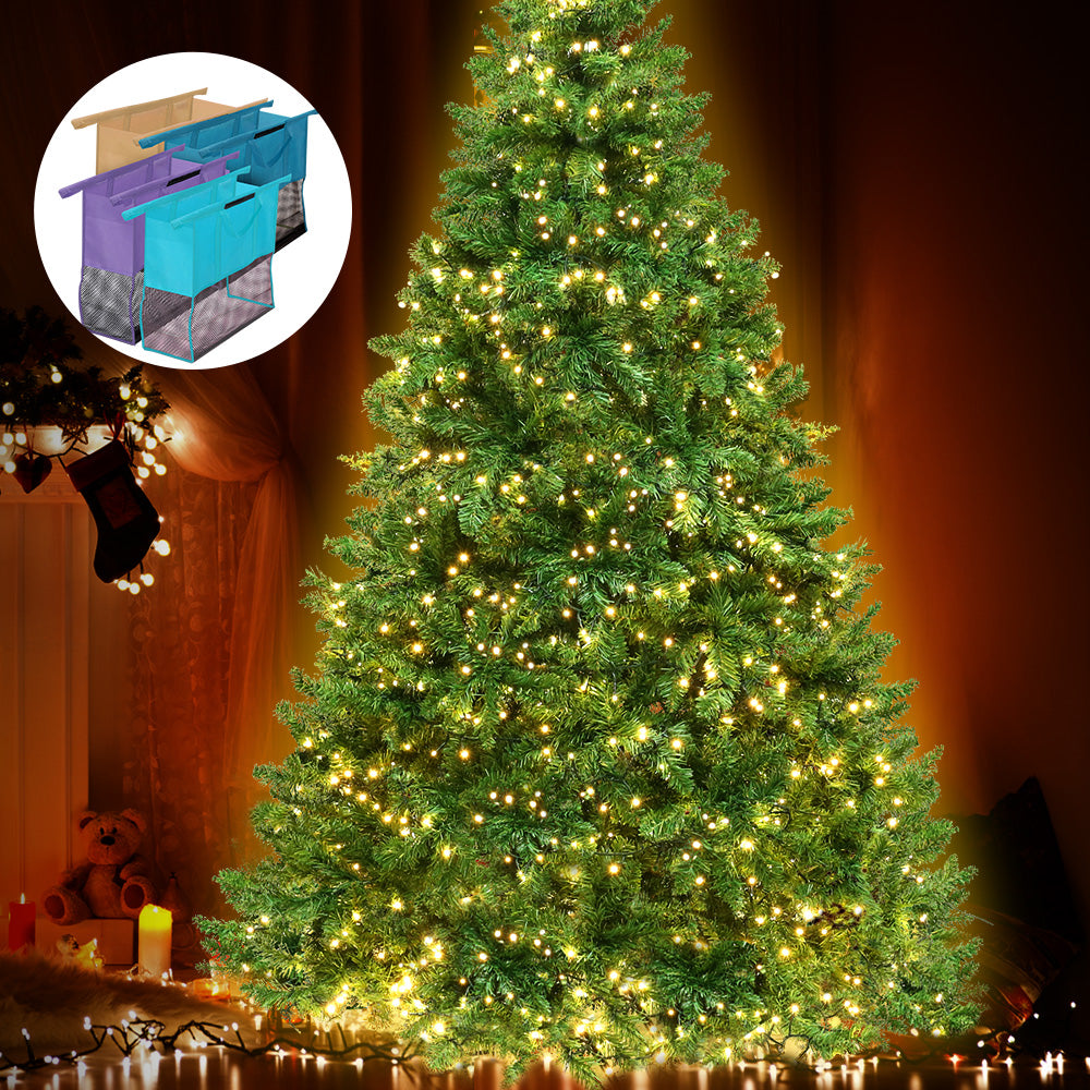 Jingle Jollys 2.1M 7FT Christmas Tree 1134 LED Bulbs Lights Warm White Bonus Bags
