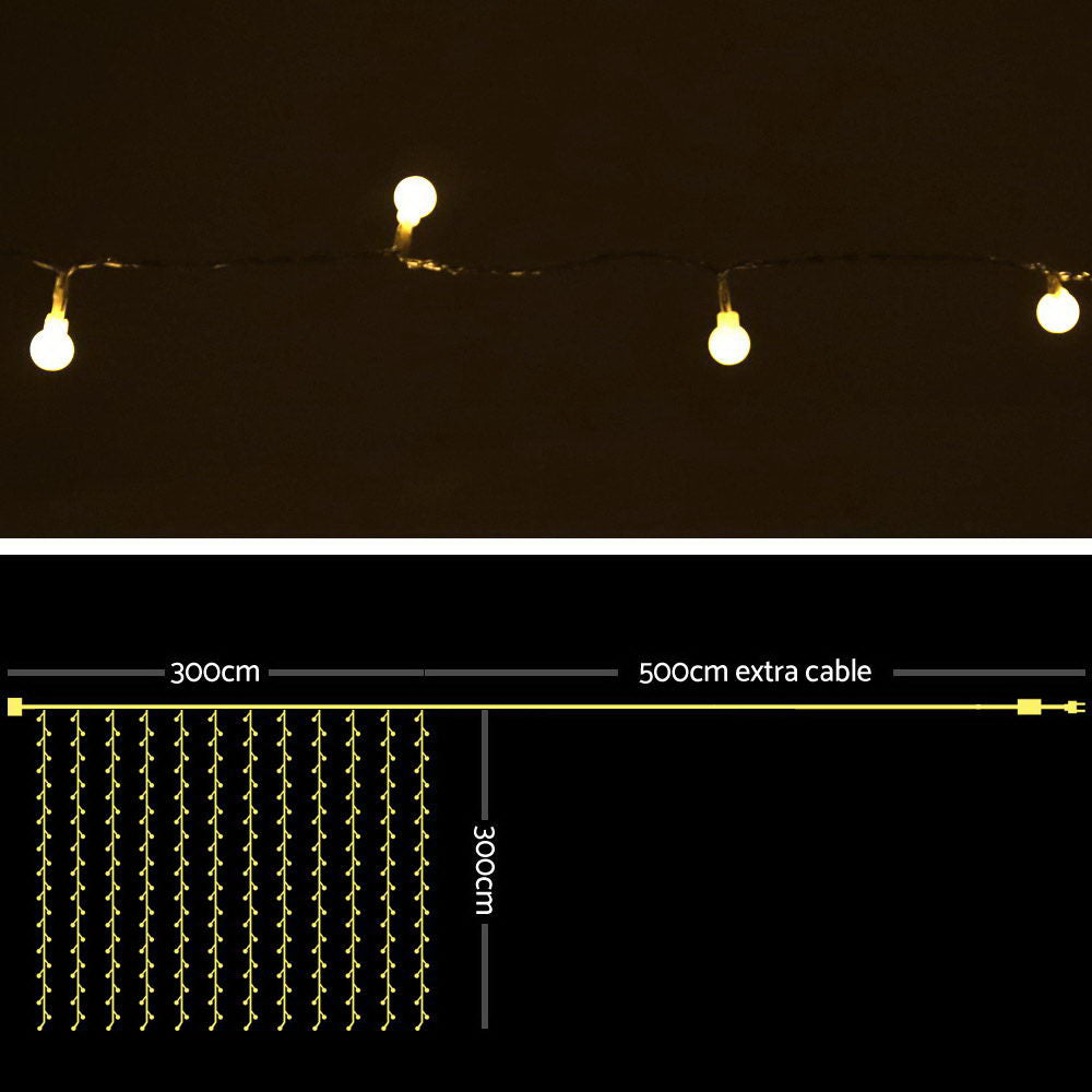 Jingle Jollys 300 LED Curtain Lights - Warm White