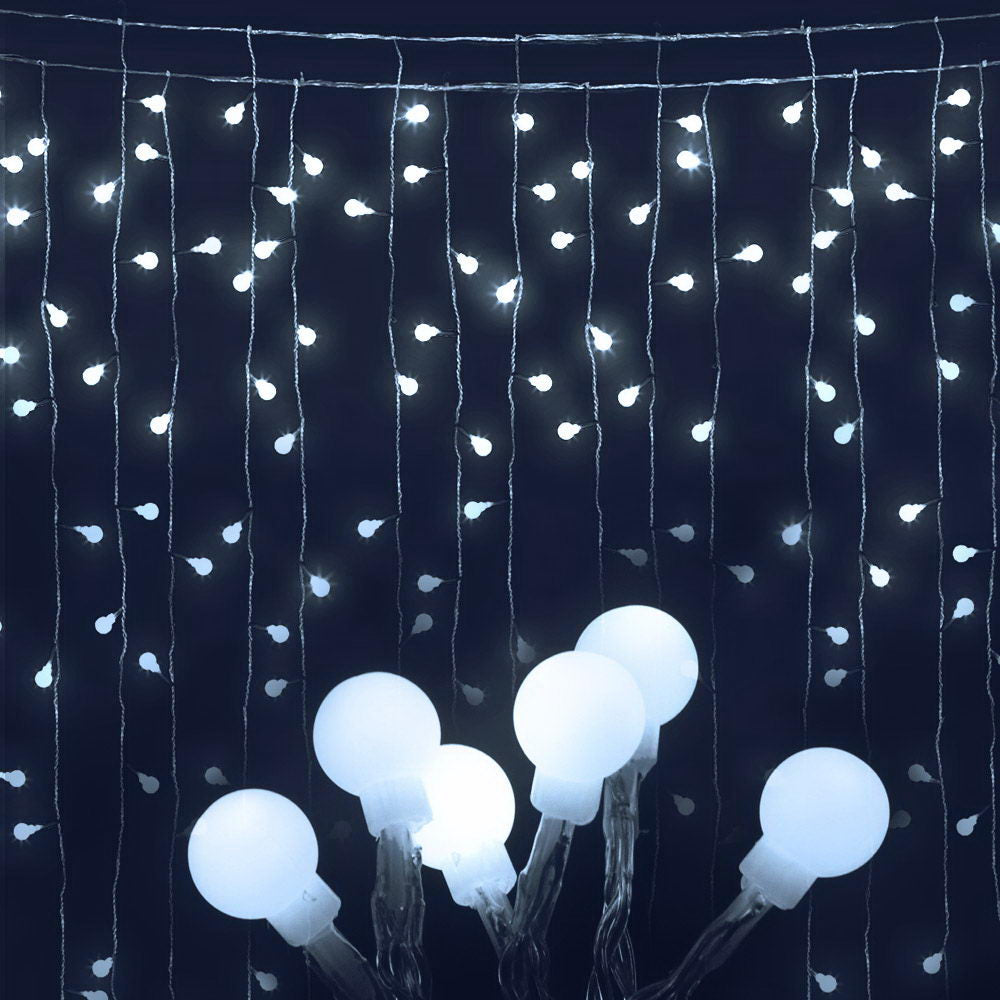 Jingle Jollys 300 LED Curtain Lights - Cold White