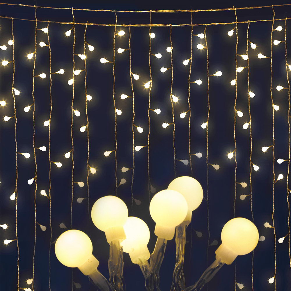 Jingle Jollys 600 LED Curtain Lights - Warm White