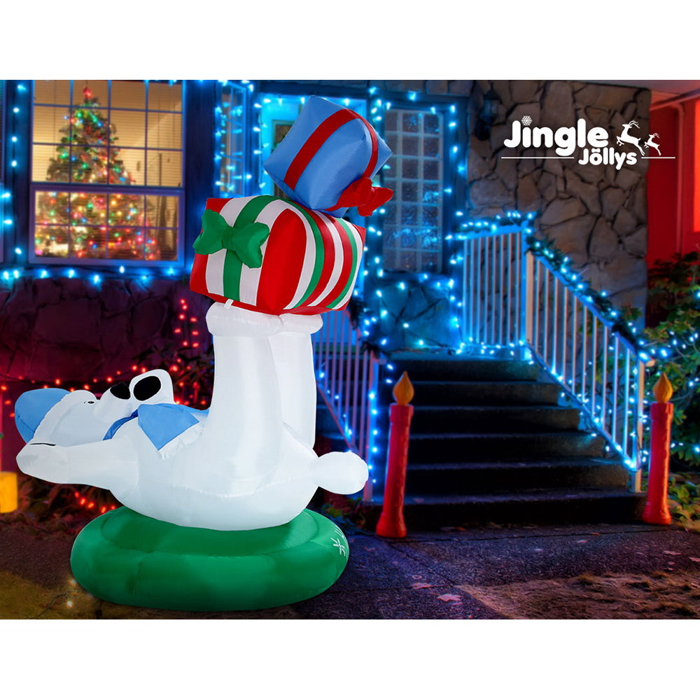 Jingle Jollys 1.8m Christmas Inflatable Polar Bear Lights Decoration Airblown