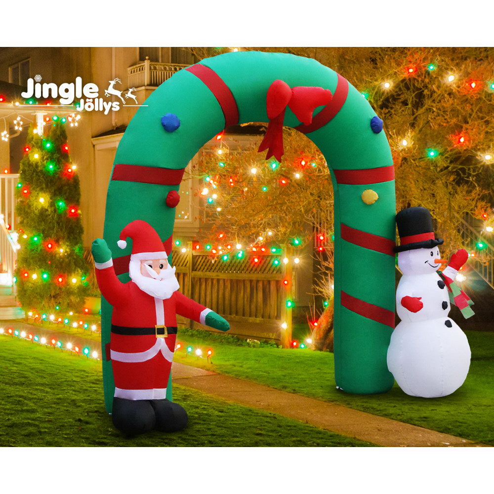 Jingle Jollys 2.8M Christmas Inflatable Giant Arch Way Santa Snowman Light Decor