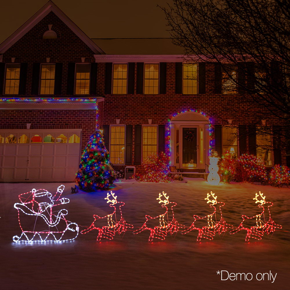 Jingle Jollys Christmas LED Motif Light Rope Santa Reindeer