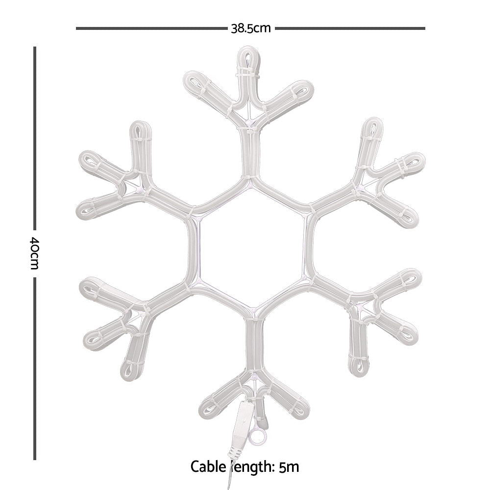 Jingle Jollys Christmas LED Motif Lights Rope Snowflake Warm White