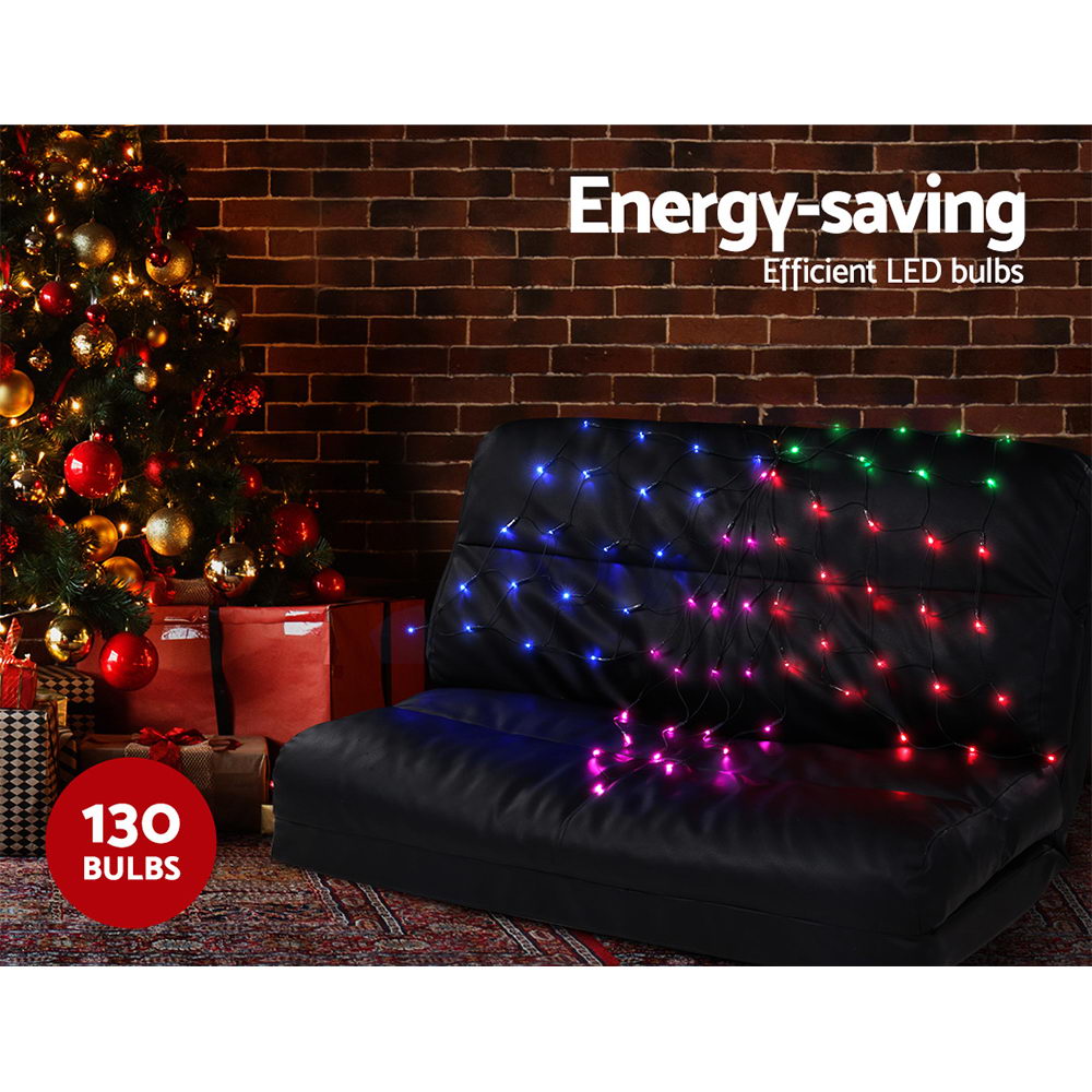 Jingle Jollys Christmas Lights Motif LED Star Net Waterproof Outdoor Colourful