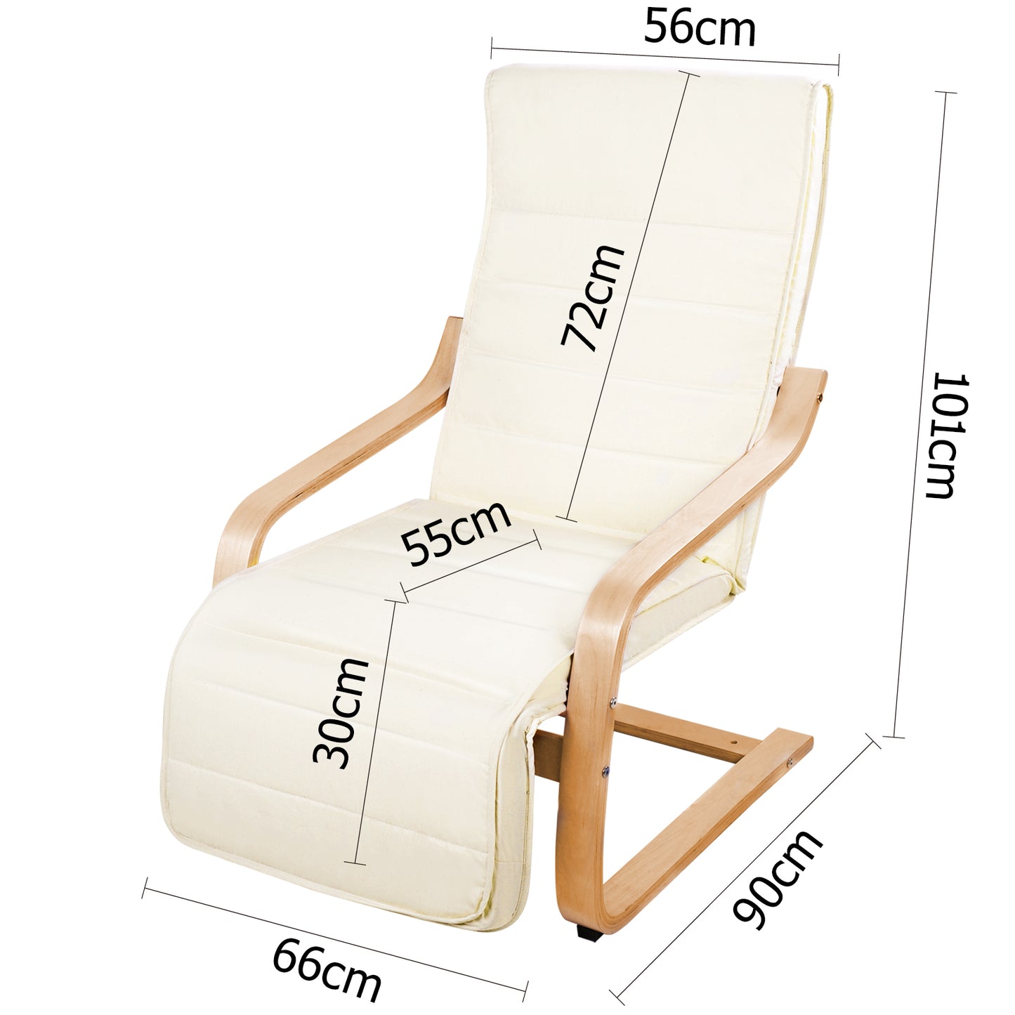 Artiss Fabric Armchair with Adjustable Footrest - Beige