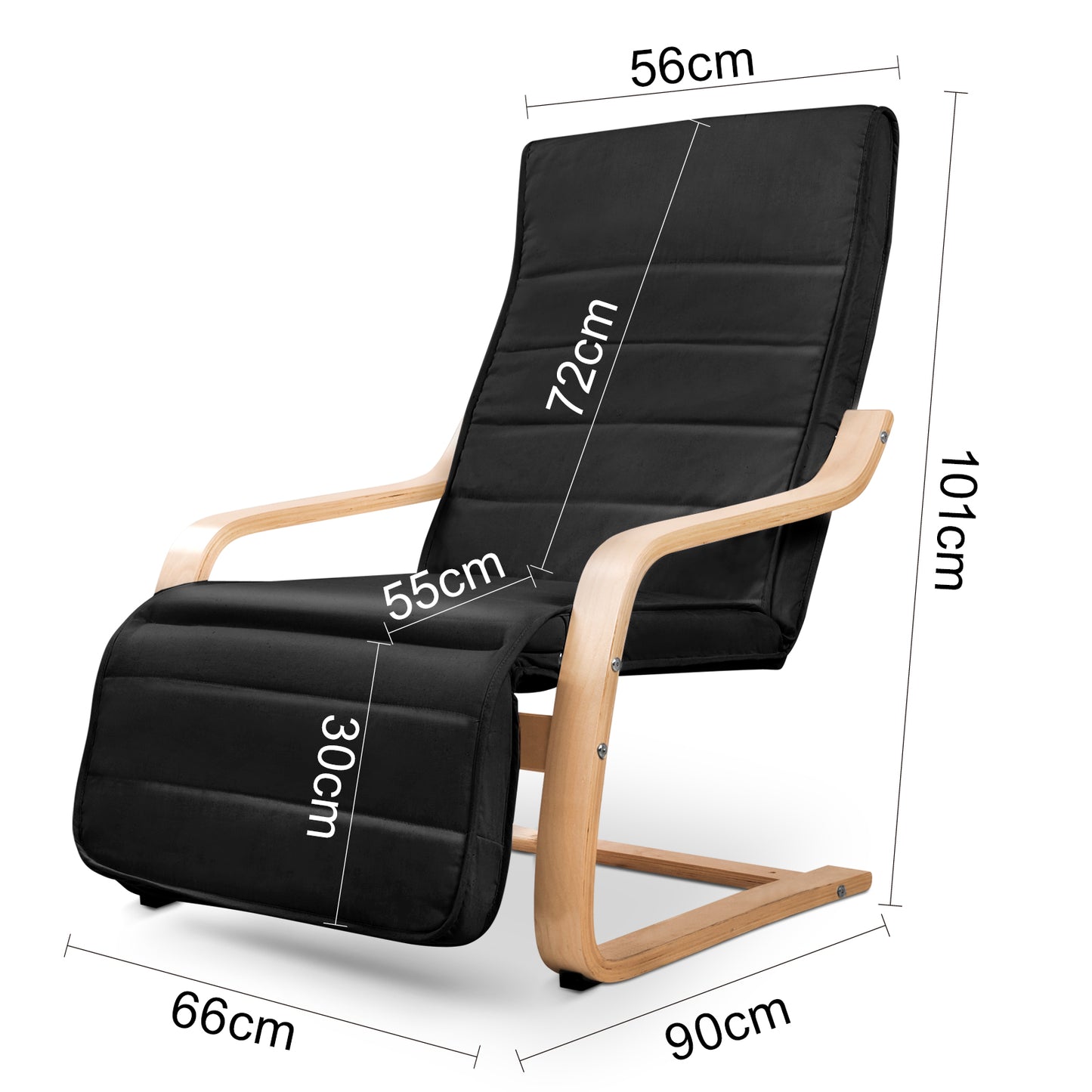Artiss Fabric Armchair with Adjustable Footrest - Black