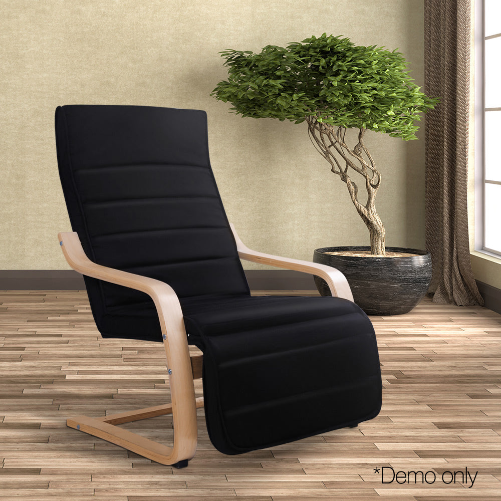 Artiss Fabric Armchair with Adjustable Footrest - Black