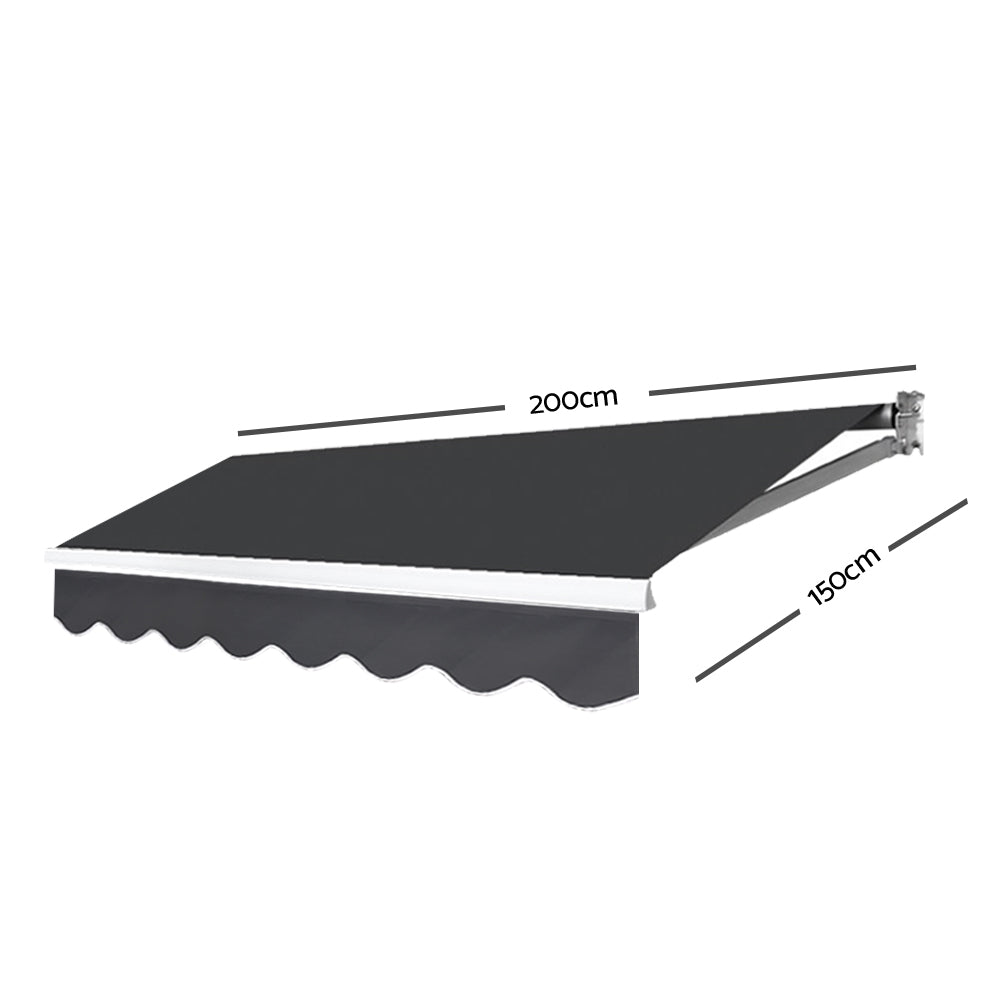 Instahut Retractable Outdoor Arm Awning 2 x 1.5M - Grey