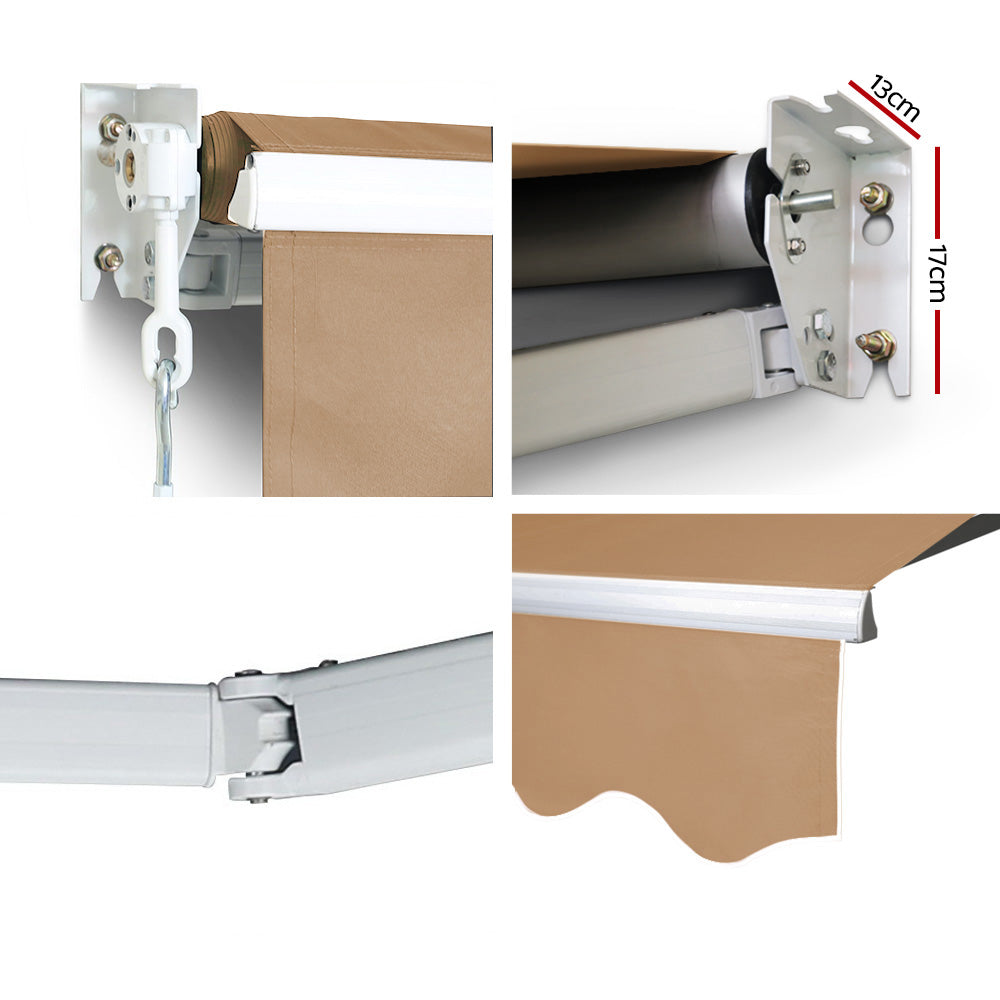 Instahut 4M x 3M Outdoor Folding Arm Awning - Beige