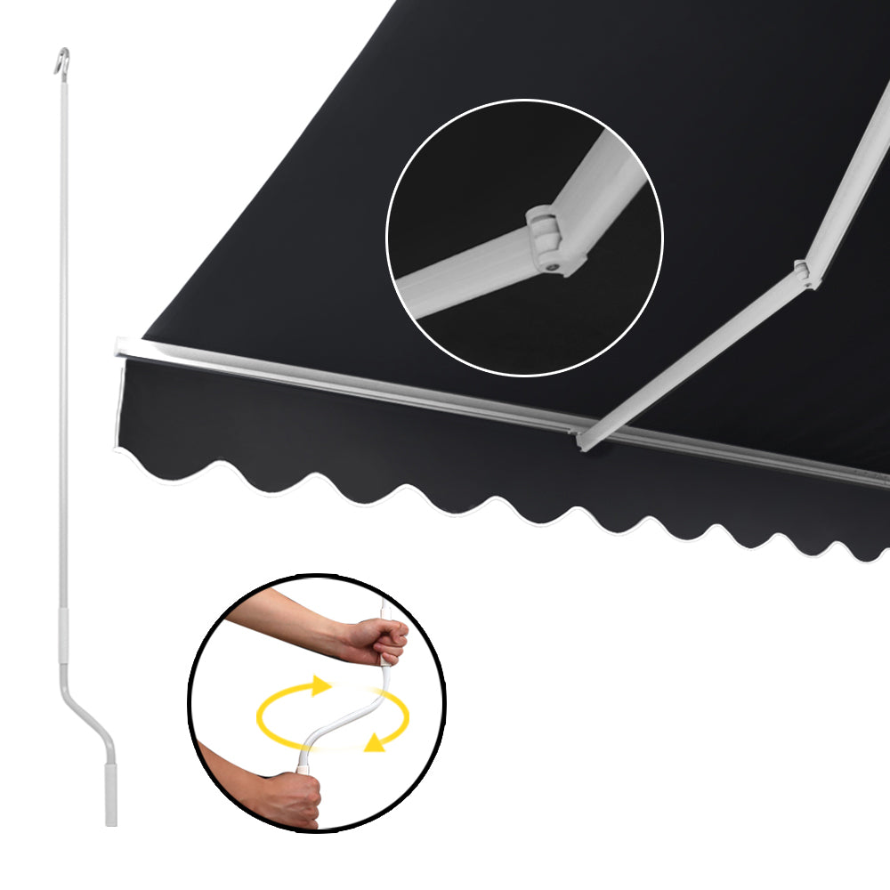 Instahut Retractable Outdoor Arm Awning 4 x 3M - Grey