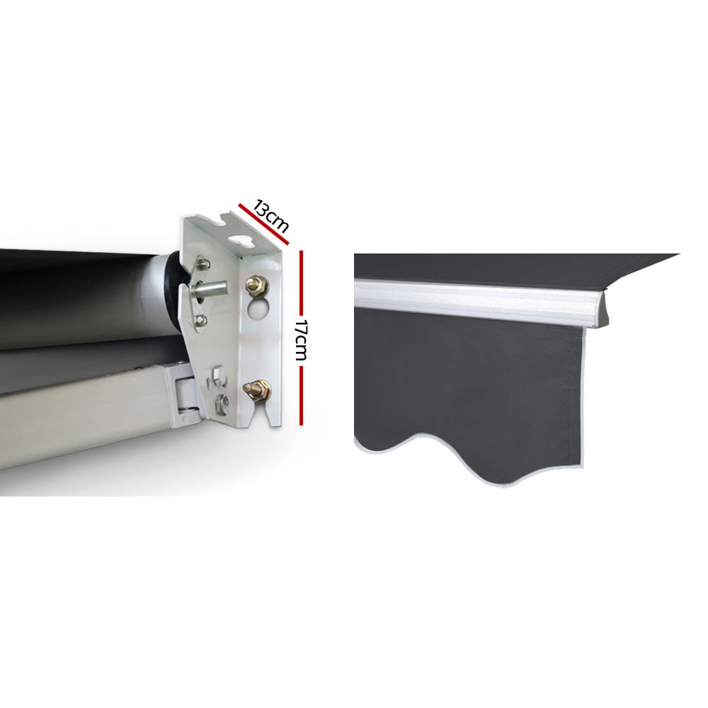 Instahut Retractable Outdoor Arm Awning 4 x 3M - Grey