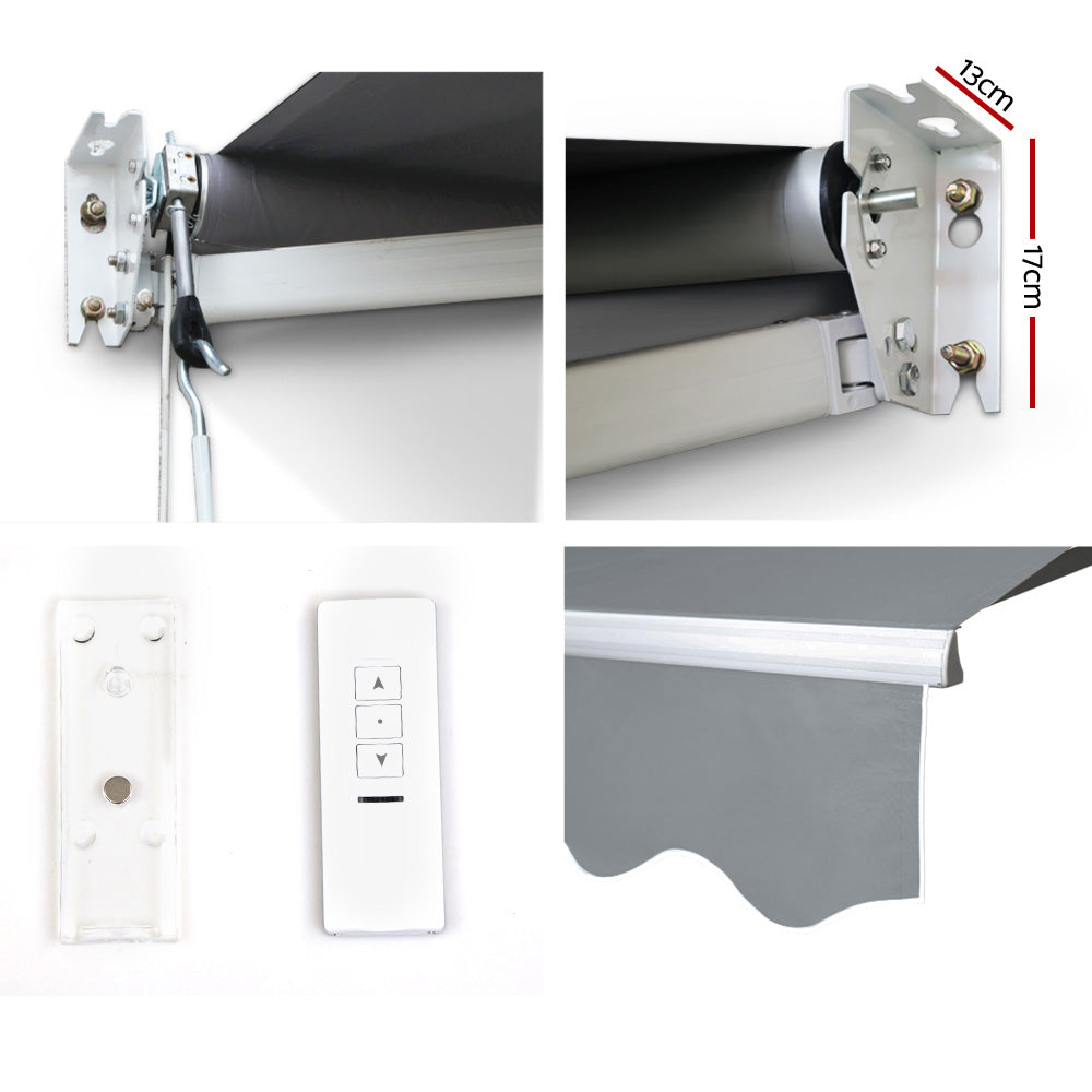 Instahut Motorised 3x2.5m Folding Arm Awning - Pearl Grey