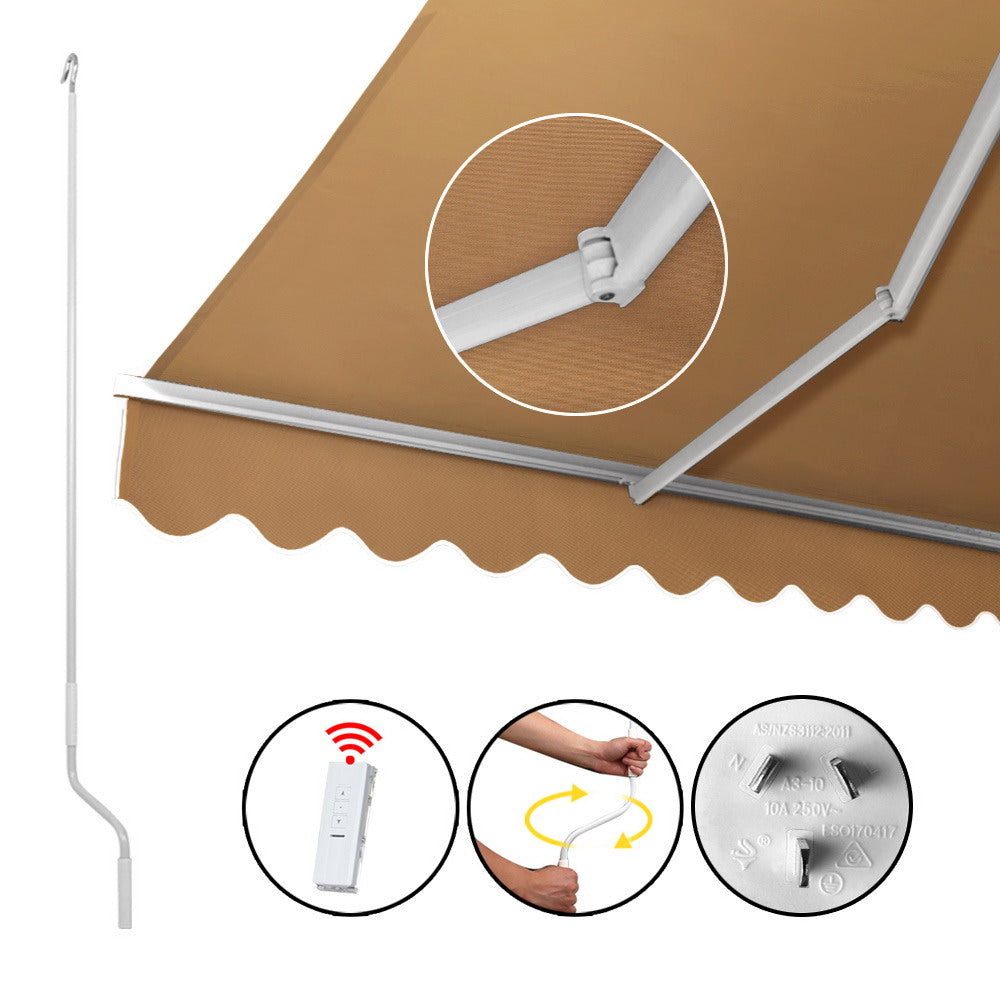 Instahut Motorised 4x3m Folding Arm Awning - Beige
