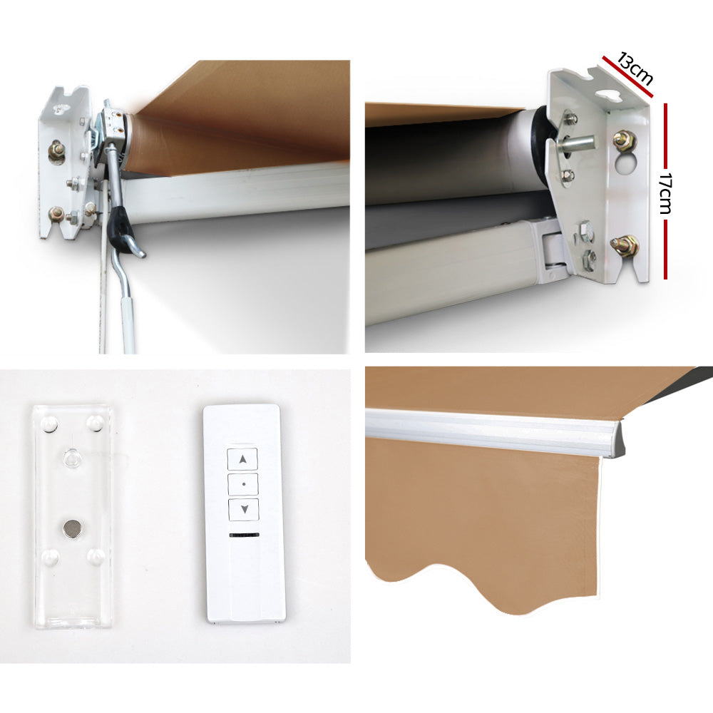Instahut Motorised 4x3m Folding Arm Awning - Beige