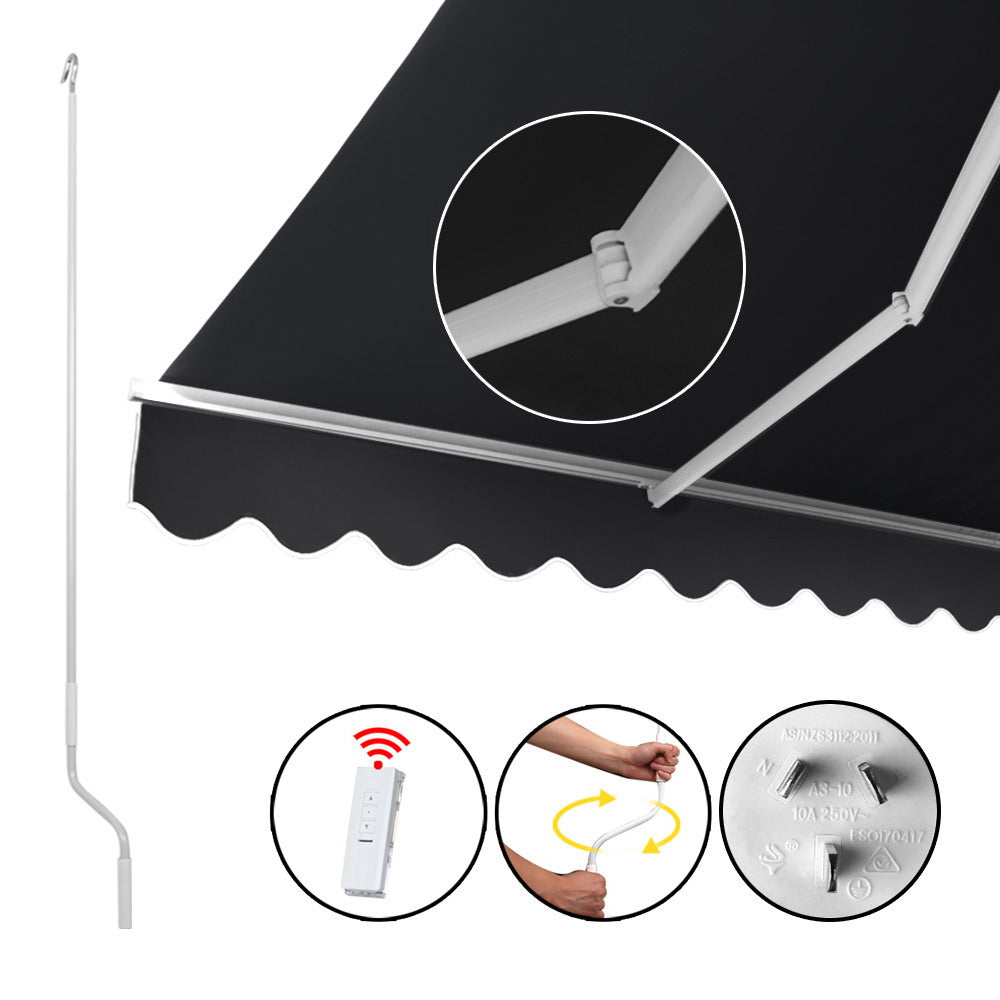 Instahut Motorised 4x3m Folding Arm Awning - Grey