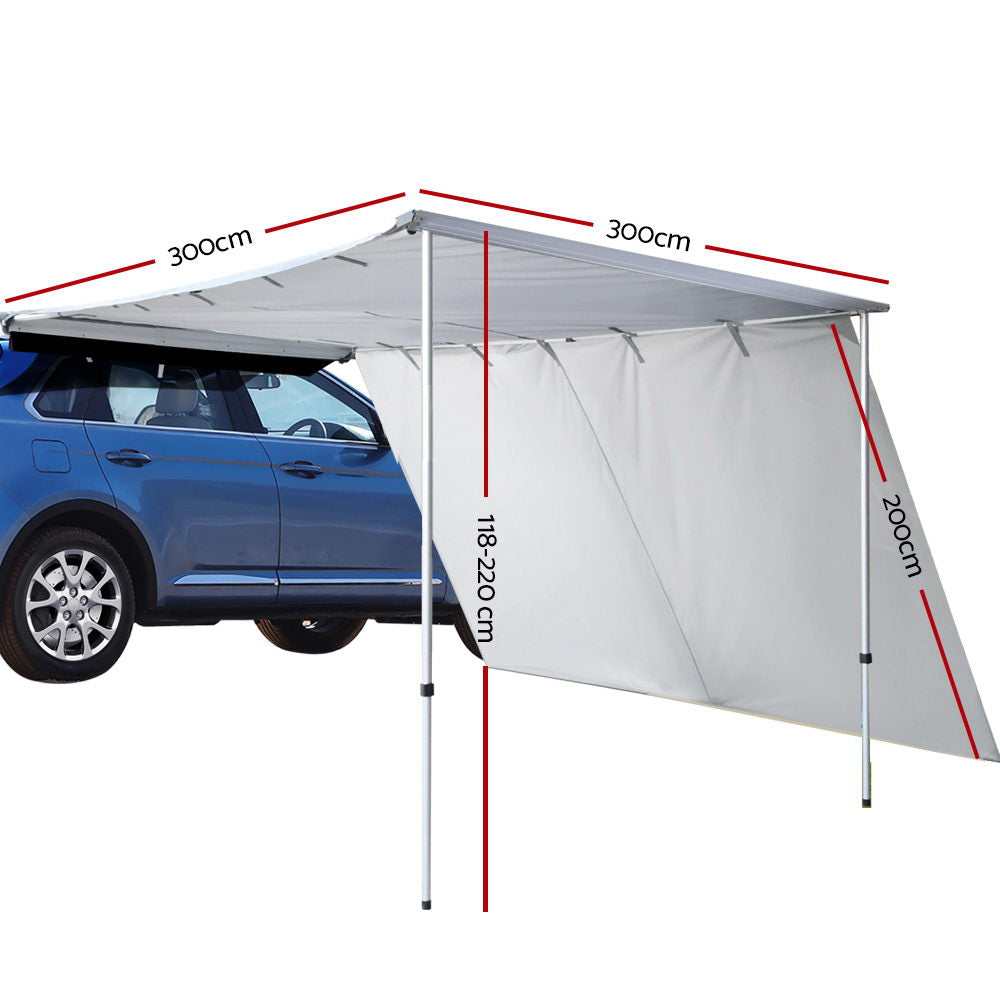 Weisshorn Car Shade Awning 3 X 3M W/ Extension 3 X 2M Grey