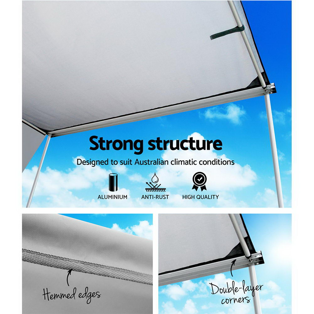 Weisshorn Car Shade Awning 3 X 3M W/ Extension 3 X 2M Grey