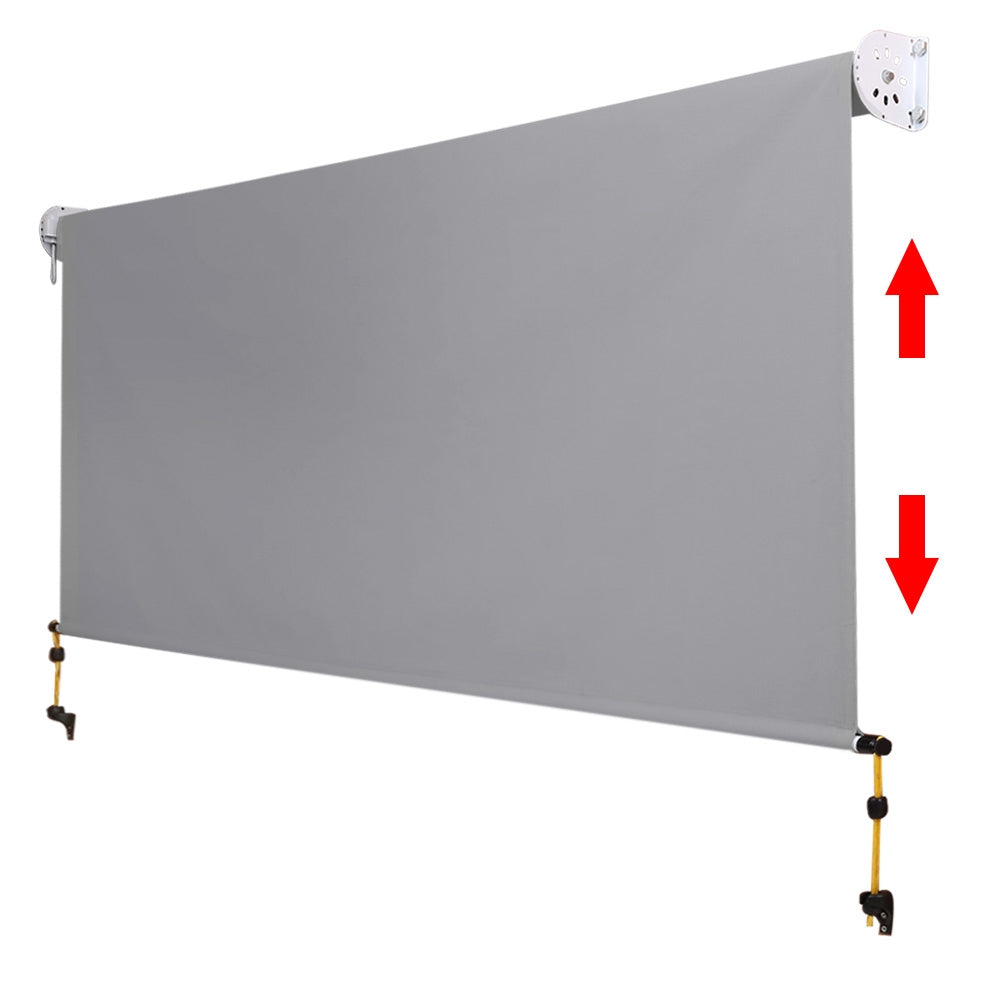 Instahut 3m x 2.5m Retractable Straight Drop Roll Down Awning - Grey