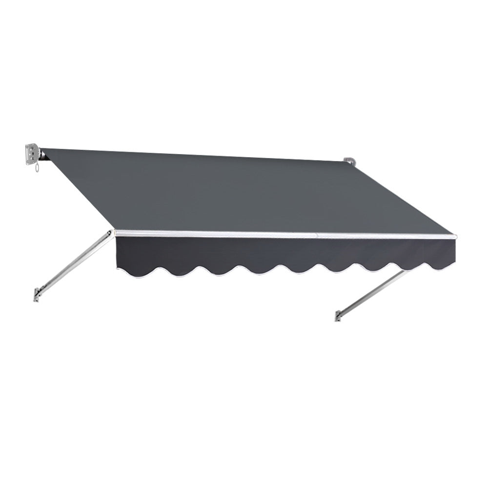 Instahut 2.1m x 2.1m Retractable Fixed Pivot Arm Awning - Grey
