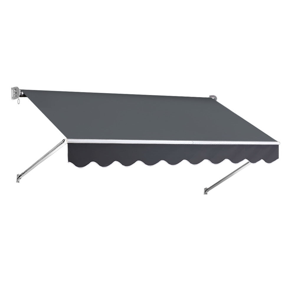 Instahut 2.4m x 2.1m Retractable Fixed Pivot Arm Awning - Grey