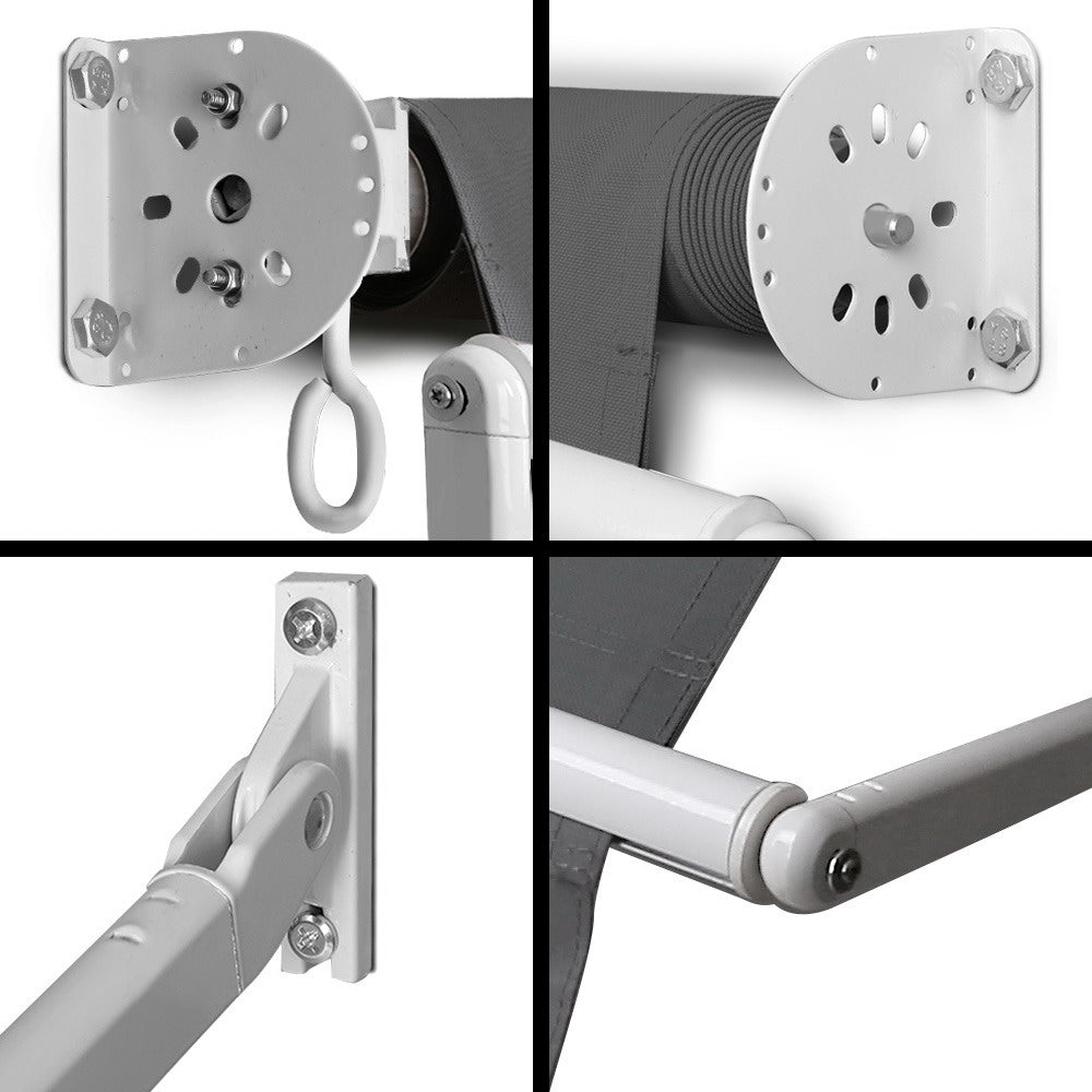 Instahut 2.4m x 2.1m Retractable Fixed Pivot Arm Awning - Grey