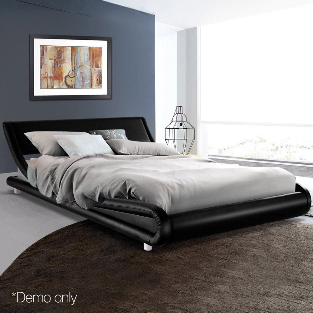 Artiss King Size PU Leather Bed Frame - Black