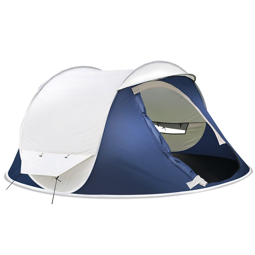 Weisshorn 4 Person Pop Up Canvas Camping Tent - Navy & Grey