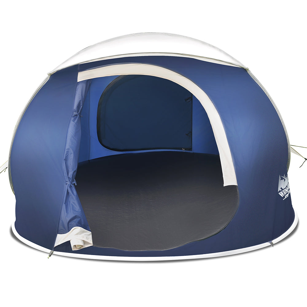 Weisshorn 4 Person Pop Up Canvas Camping Tent - Navy & Grey