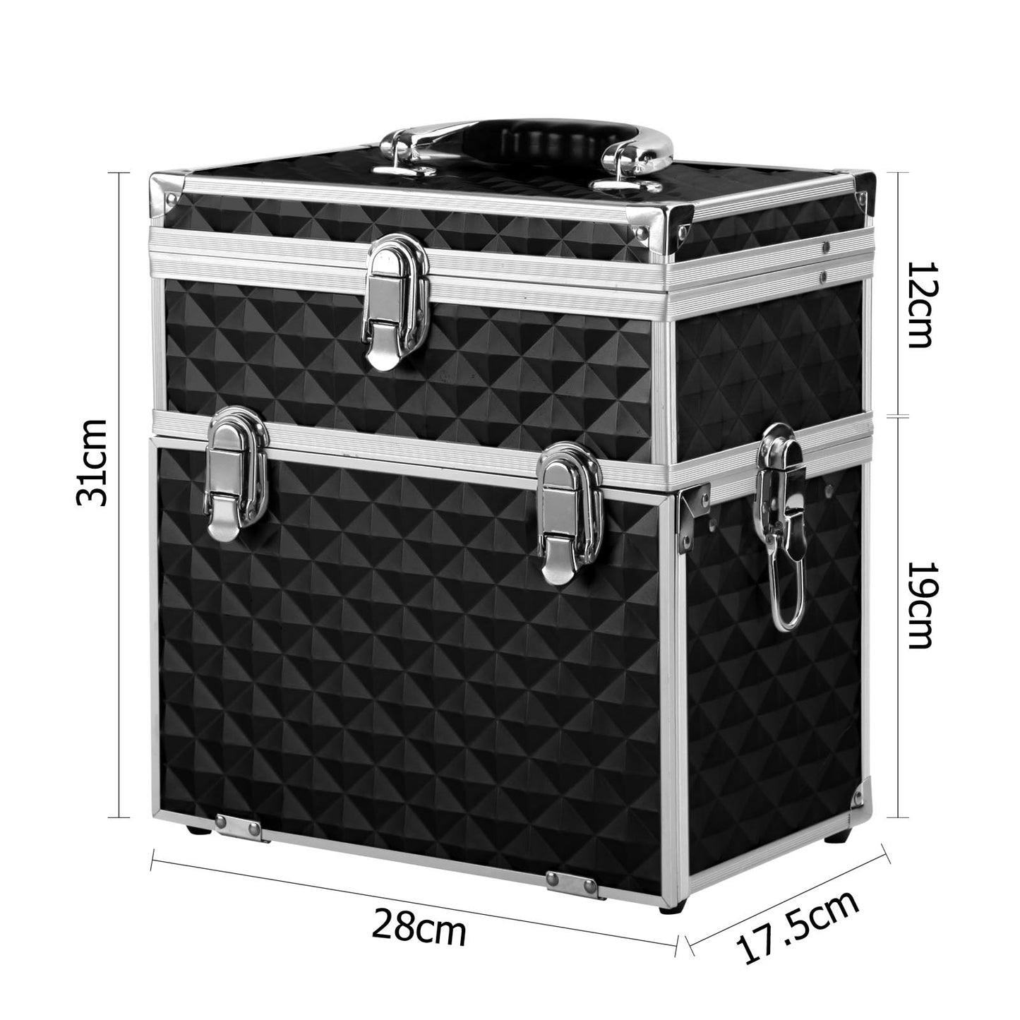 Embellir Portable Cosmetic Beauty Makeup Carry Case with Mirror - Diamond Black
