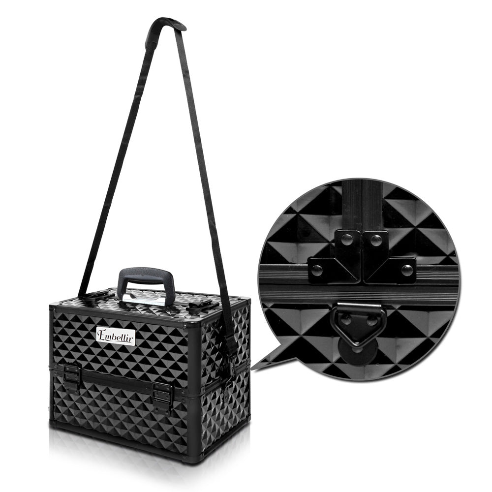 Embellir Portable Cosmetic Beauty Makeup Case - Diamond Black