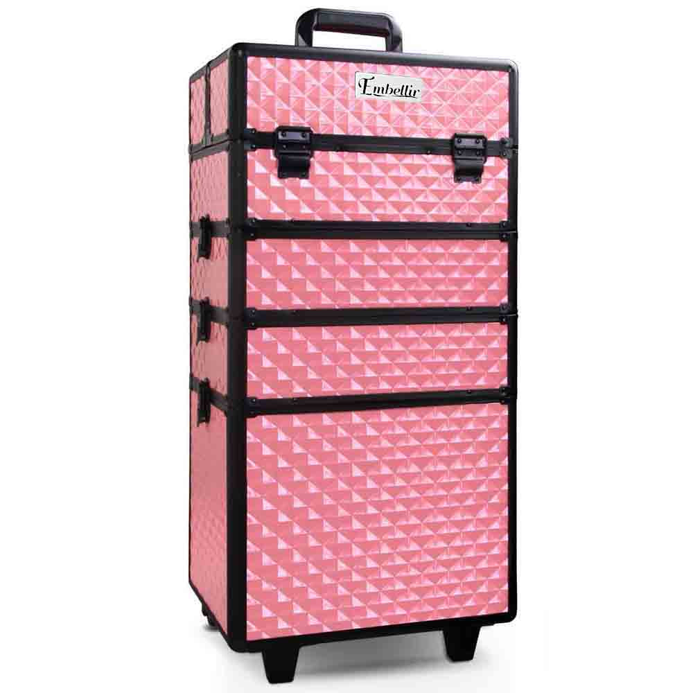 Embellir 7 in 1 Portable Cosmetic Beauty Makeup Trolley - Diamond Pink