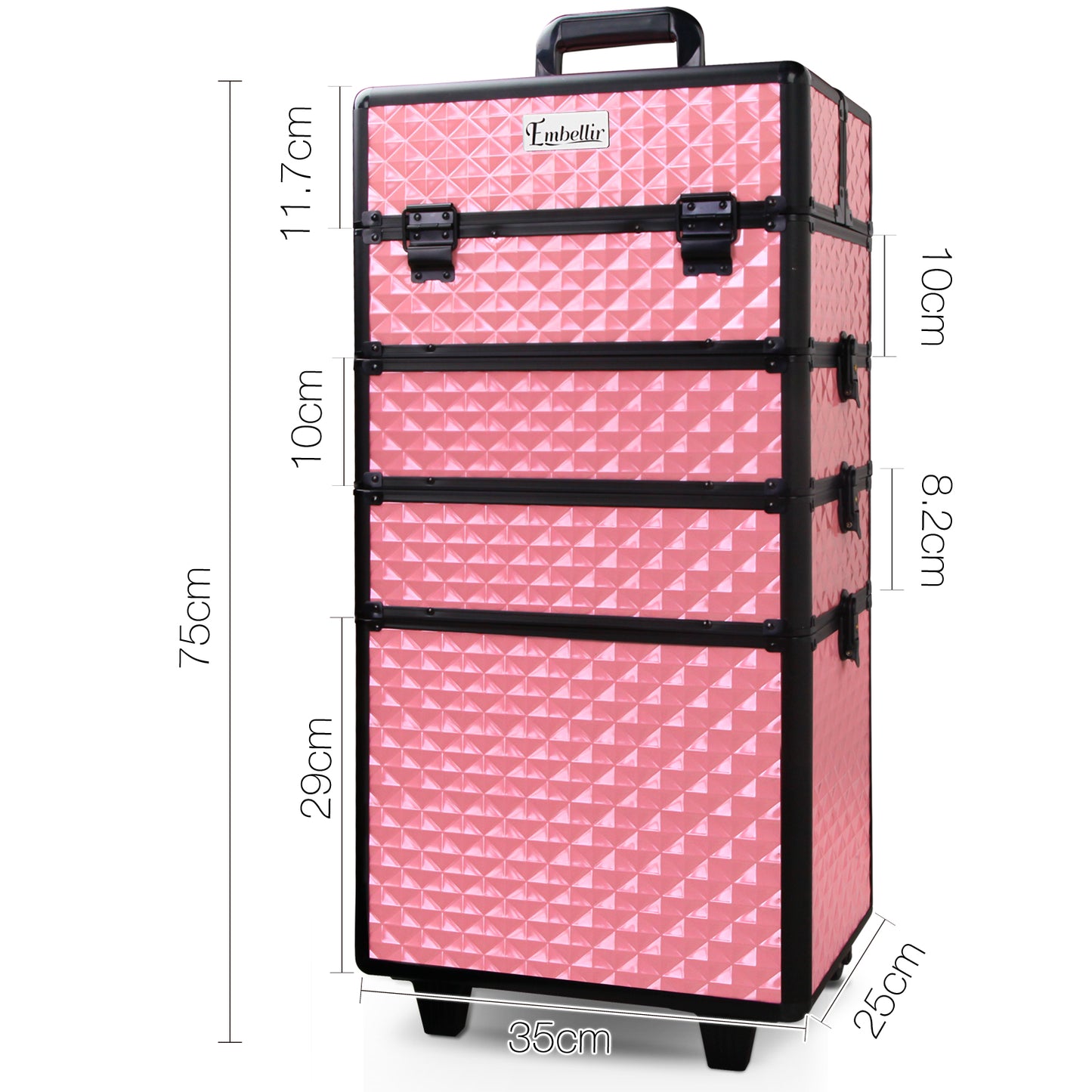 Embellir 7 in 1 Portable Cosmetic Beauty Makeup Trolley - Diamond Pink