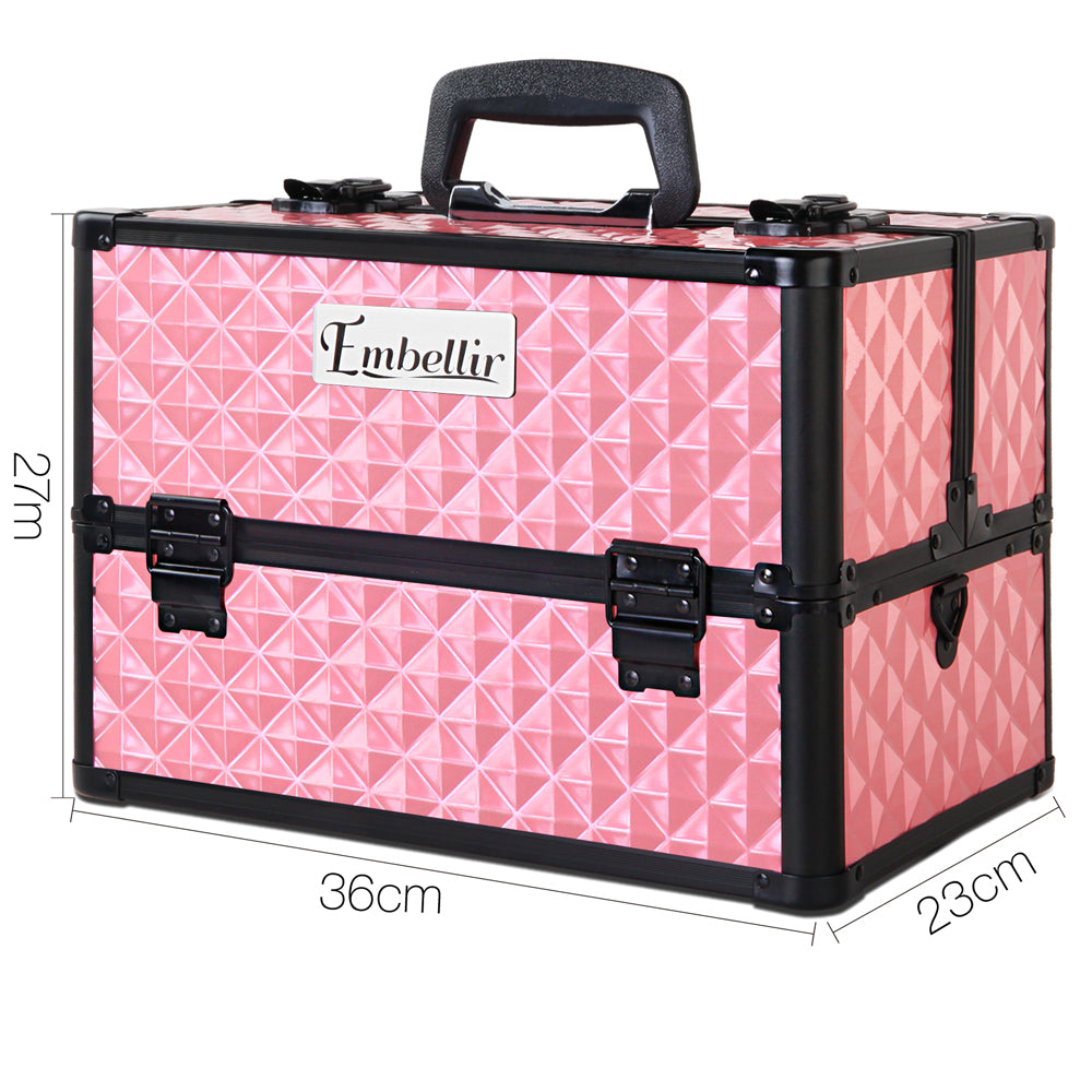 Embellir Portable Cosmetic Beauty Makeup Case - Diamond Pink