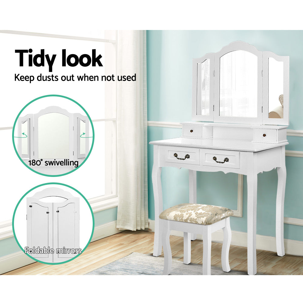 Artiss Dressing Table with Mirror - White
