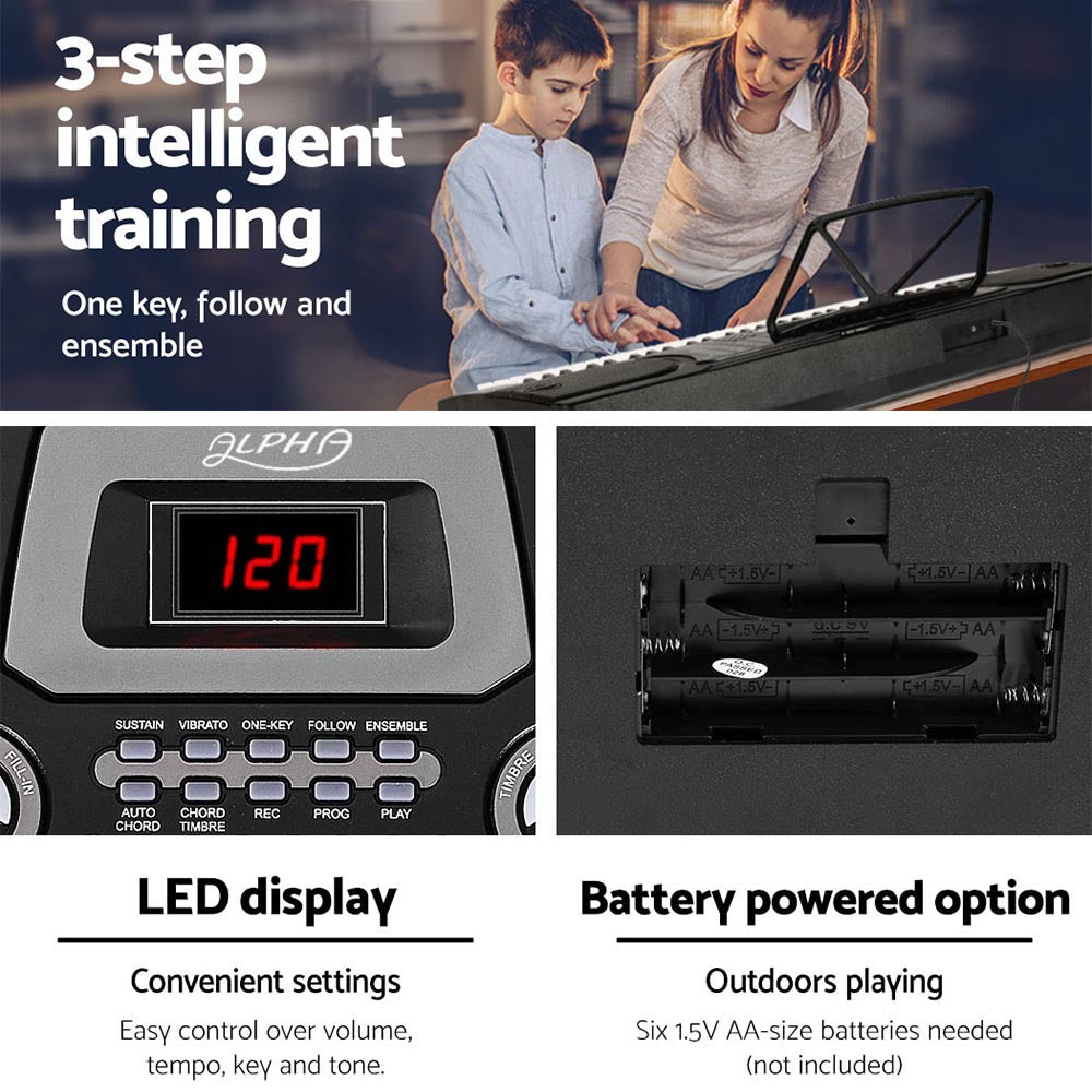 ALPHA 61 Keys LED Electronic Piano Keyboard