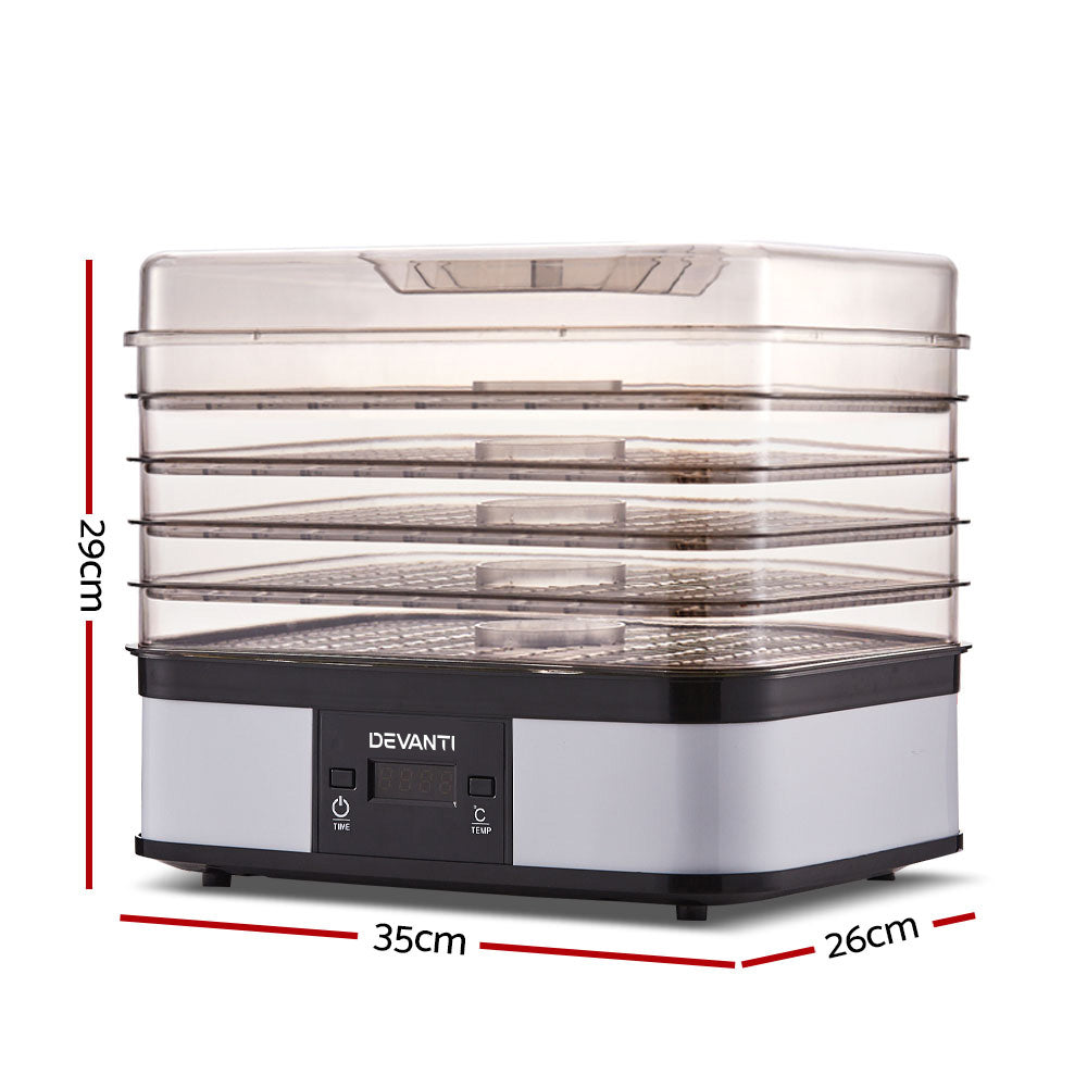 Devanti Food Dehydrator with 5 Trays - White