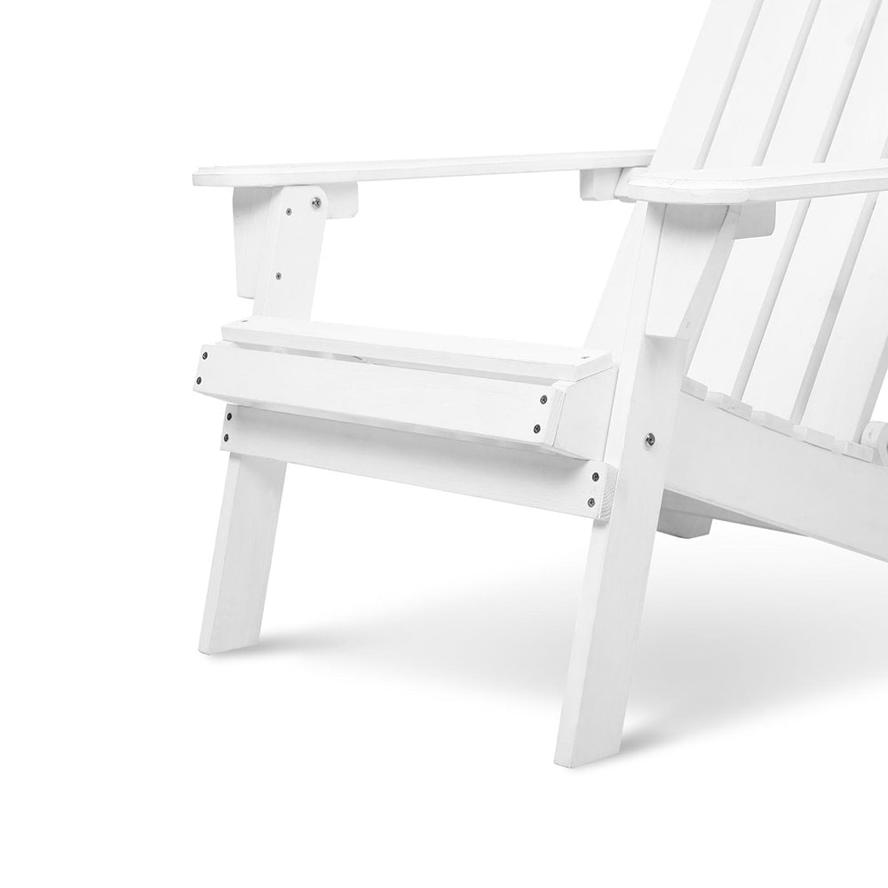 Gardeon 5 Piece Outdoor Wooden Adirondack Beach Chair and Table Set - White