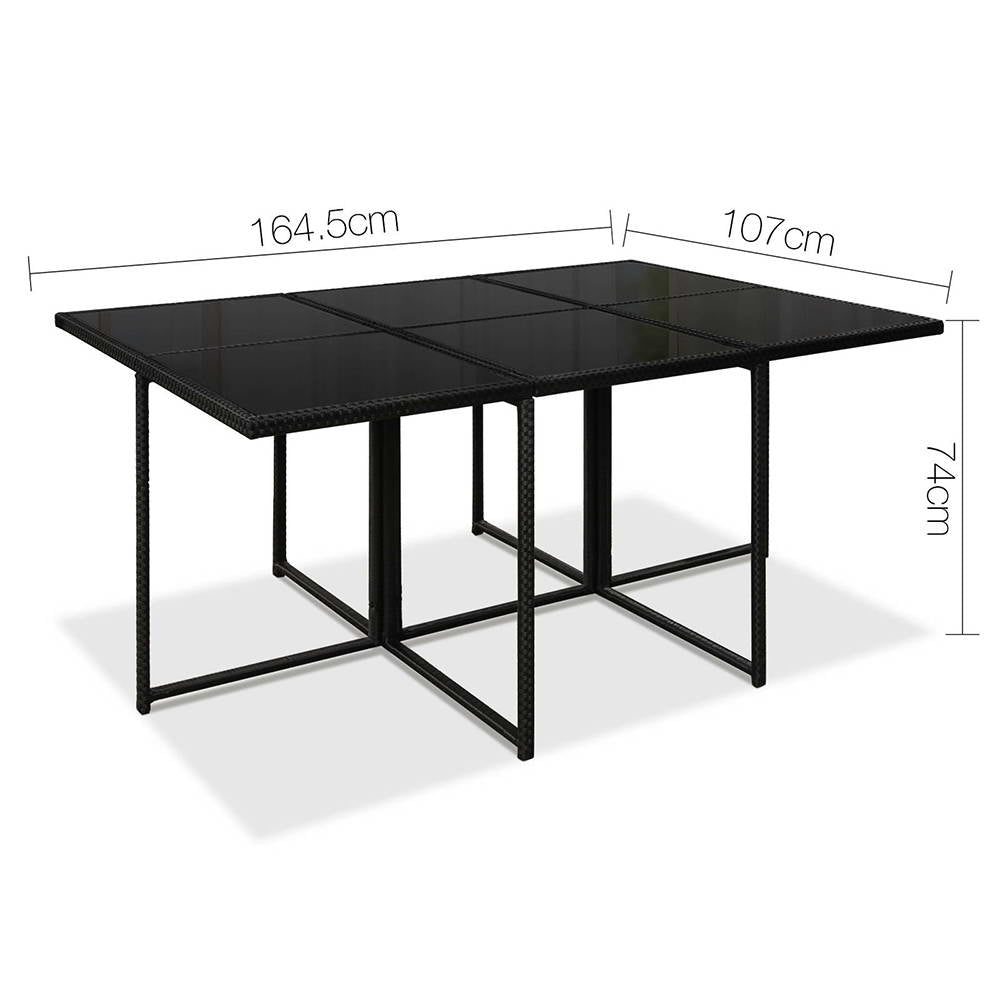 Gardeon 11 Piece PE Wicker Outdoor Dining Set - Black