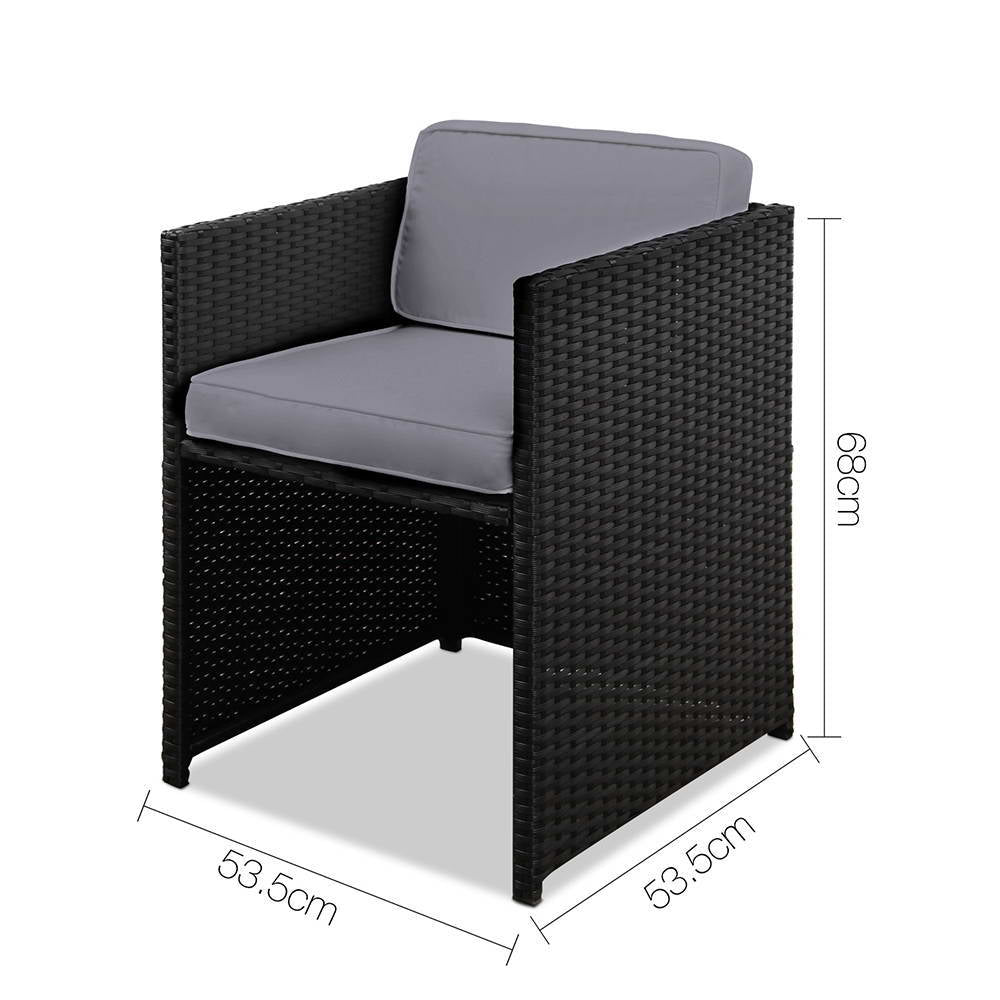 Gardeon 11 Piece PE Wicker Outdoor Dining Set - Black