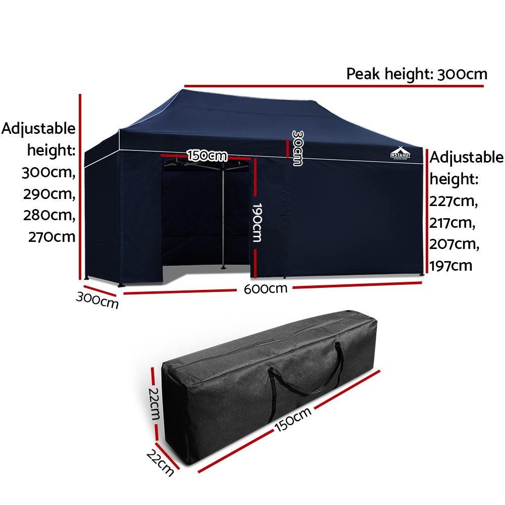 Instahut 3 x 6m Aluminium Pop Up Gazebo - Navy